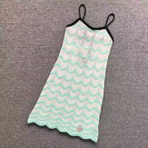Casablanca Cotton Wavy Crochet Mini Camisole Dress
